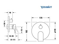 MEDIDAS MONOMANDO DUCHA EMPOTRADO TULUM DURAVIT